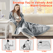 Electric Heated Throw Flannel Heated Blanket with 10 Heat Settings Auto off Washable for Home Office Usage 59x51in