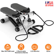 Stepper for Exercise Mini Fitness Stepper with 2 Resistance Bands LCD Monitor Max 330.7LBS Load Stair Stepper Quiet Stepper