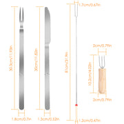 Stainless Steel Roasting Sticks Set 31.9in Extendable Telescoping Marshmallow Hot Dog Fork Skewers Set w/ Corn Needles Fork Knife For BBQ Fire Pit Cam