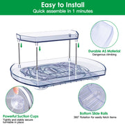 2 Tier Turntable Organizer Rectangular Refrigerator Spinner Storage Rack with 360¡ Rotatable Slide Rail for Kitchen Cabinet Countertop