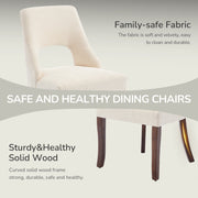 Upholstered Dining Chairs Set of 2 with Curved Rubberwood Legs