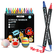 Dual Tip Acrylic Paint Markers Set - Water-Based & Quick-Dry
