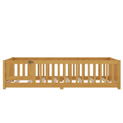 Montessori Floor Bed with Safety Guardrails - Pine Wood
