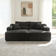Sectional Couch with Double Chaise Lounge and Cup Holders