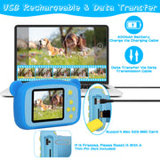 Kids Digital Camera Child Video Camera Children Camcorder Christmas Toy Birthday Gifts with 2.0in Screen 4X Digital Zoom 5 Games 32G MMC Card for 3-10