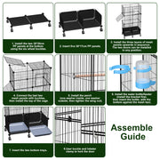 46-Inch Bird Cage with Wooden Perches and Lockable Wheels