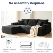 96" L-Shaped Sectional Sofa with Chaise in Plush Corduroy