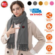 Electric Heated Winter Scarf USB Heating Neck Wrap Unisex Heated Neck Shawl Soft Warm Scarves 3 Heating Modes for Outdoor Cycling Skiing Skating