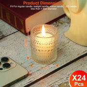 Clear Glass Votive Candle Holders Set of 24 with Embossed Design