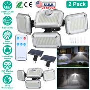2 Pack Solar Powered Wall Lights IP44 Waterproof Motion Sensor Lamps with Separate Solar Panel 4 Adjustable Heads 333Pcs Beads 120¡ Sensing Angle Remo