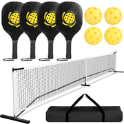 Portable Pickleball Net Set 22ft Regulation Size Net Pickle Ball Net System with 4 Pickleballs 4 Paddles Carrying Bag for Driveway Backyard