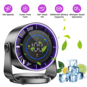 100 Speeds Desk Fan Battery Operated Wall Mounted Fan Rechargeable Mini Desk Fan with 120¼ Tilting Angle for Home Office Travel