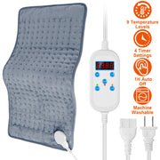 22.8x11.4” Electric Heating Pad for Shoulder Neck Back Spine Legs Feet Pain Relief with  9 Temperature Levels 4 Timer Modes