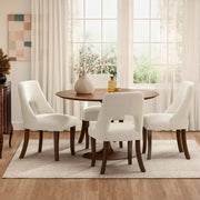 Upholstered Dining Chairs Set of 2 with Curved Rubberwood Legs