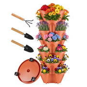 7-Tier Stackable Vertical Planter with Wheels and Drainage