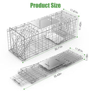 31×12×11" Folding Humane Animal Trap | Cage with Waterproof Cover & Gloves