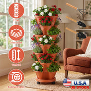 7-Tier Stackable Vertical Planter with Wheels and Drainage