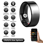 Smart Ring Health Tracker Fitness/Sleep/Stress/HRV Tracker with Charging Case Magnetic Charging Cable for Women's & Men Compatible with iOS & Android 7-