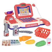 Kids Cash Register Pretend Play Cashier Toy with Scanner Calculator Credit Card Money Grocery Products Educational Toy Gift for Kids Aged 3 4 5 6 Year