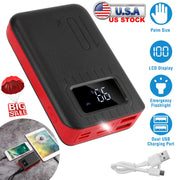 10000mAh Portable Power Bank External Battery Pack Charger Dual USB Charge Ports with LCD Display Flashlight Type C Micro USB Lightning Input Ports