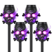 Solar Skull Torch Lights 4-Pack with Purple Flame Effect