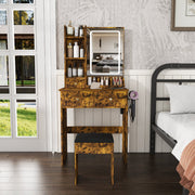 Vanity Desk with Lighted Mirror, Stool & Power Station