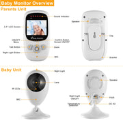 656FT Video Baby Monitor w/ Digital Camera Infrared Night Vision 2.4ÕÕ LCD Two-way Talk Zoom Function 2.4GHz Wireless Transmission Temperature Monitor