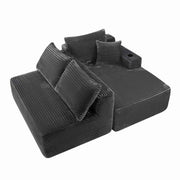 96" L-Shaped Sectional Sofa with Chaise in Plush Corduroy
