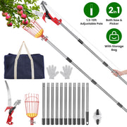 Extendable Pole Saw & Fruit Picker with 65Mn Steel Blade