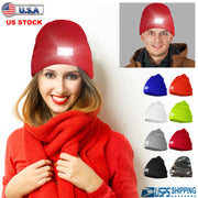 Unisex 5 LED Knitted Beanie Winter Warm Hat Camping Jogging Running Cap Headlamp