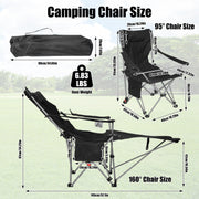 Reclining Camping Chair with Footrest – 4-Position Adjustable
