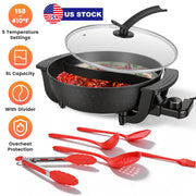 6L Electric Hot Pot with Divider 1100W Dual-Flavor Pot Shabu Shabu Pot Non-Stick with 5-Temp Control for Shabu Shabu Fondue Perfect for Family Gatheri