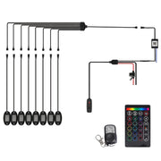 8 Pods RGB LED Rock LightsÊDC12V Car Neon Light Kit IP68 Waterproof Underglow Lights with Double Remote Controls Wireless APP ControlÊfor Jeep Truck U