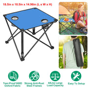 1Pc Foldable Camping Table Portable Picnic Table Lightweight Travel Desk with 2 Cup Holders Carrying Bag