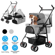 Foldable Pet Stroller with Removable Carrier for Dogs & Cats