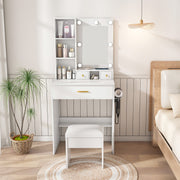 Vanity Desk Set with LED Lighted Mirror & Padded Stool