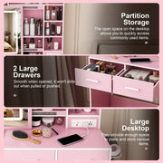 Vanity Desk Set with LED Lighted Mirror & Padded Stool