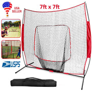7x7ft Baseball Softball Teeball Practice Net Batting Hitting Pitching Training Net w/ Bow Frame Carrying Bag for Solo Team Training