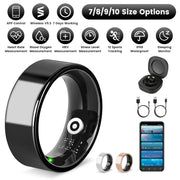 Smart Ring Health Tracker Fitness/Sleep/Stress/HRV Tracker with Charging Case Magnetic Charging Cable for Women's & Men Compatible with iOS & Android 7-