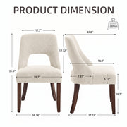 Upholstered Dining Chairs Set of 2 with Curved Rubberwood Legs
