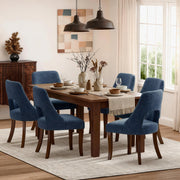 Upholstered Dining Chairs Set of 2 with Curved Rubberwood Legs