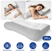 Ergonomic Bed Pillow with Dual Height Design & Breathable Mesh
