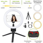 9" Dimmable LED Ring Light w/ Tripod Phone Selfie Camera Studio Photo Video Makeup Lamp