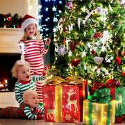 Set of 3 Christmas Lighted Gift Boxes Xmas Present Ornament 50 LED Christmas Box Decorations with Ribbon Bows IP44 Waterproof Battery Powered for Indo