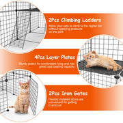3 Tier Large Cat Cage Enclosure Indoor Cat Playpen Iron Construction Cat House Detachable Cat Crate With 2 Ladders Doors For 1-4 Cats 41.73ÓL x 41.73Ó