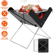 Foldable BBQ Grill Charcoal Barbecue Portable X Grill Tabletop Outdoor Smoker BBQ for Camping Picnic Outdoor Party