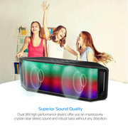 KOCASO LED Wireless Speaker Dynamic Multicolor Hands-free FM Radio USB MMC Reading Aux In for Party Camping Travel