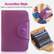 Credit Card Holder Wallet PU Leather Snap Closure Purse Accordion Case with 12 Pcs Card Slots