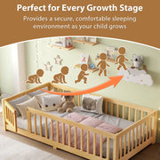Montessori Floor Bed with Safety Guardrails and Lockable Door