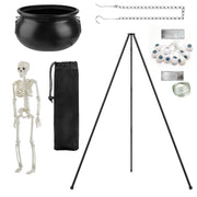 Halloween Witch Cauldron with 56.5" Tripod & Eyeball String Lights for Outdoor Decor